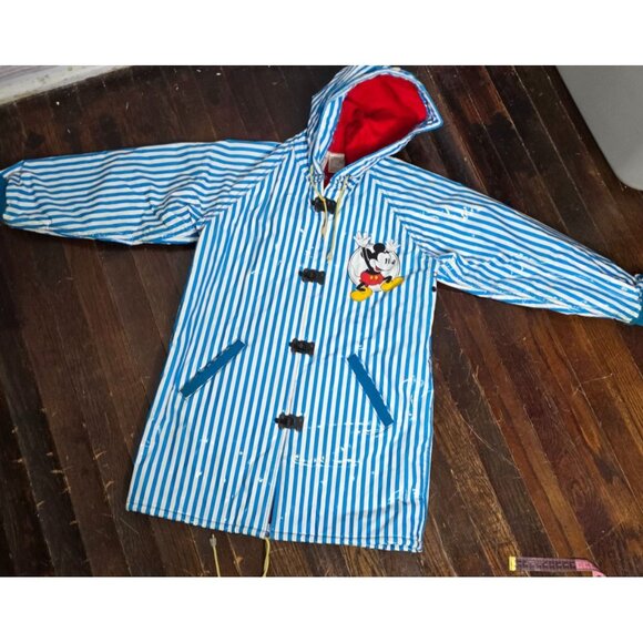 ❤️Vintage 80's Mickey & Co Striped Lined Raincoat 6x/7 Mickey Mouse - Picture 15 of 16